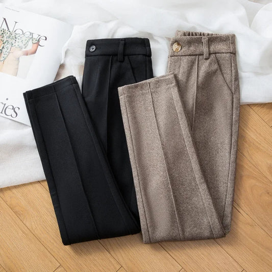 Fleece-Lined Woolen Harem Pants