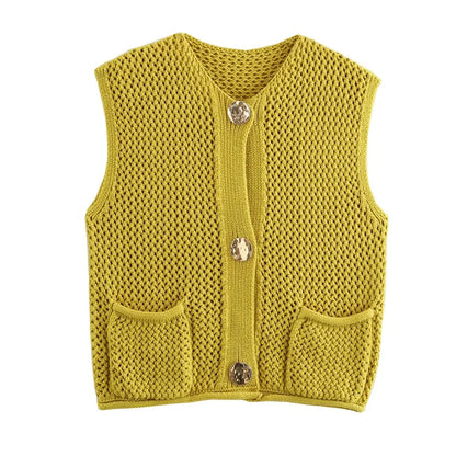 Cropped Knit Vest Sweater